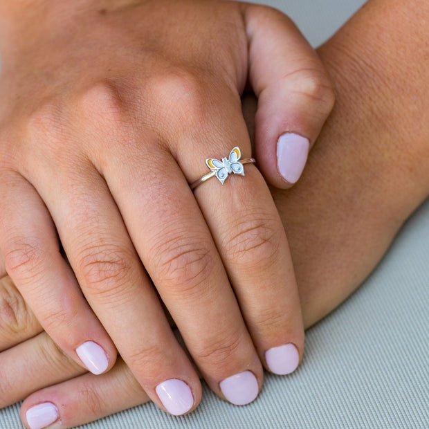 Yellow Trim Butterfly Ring